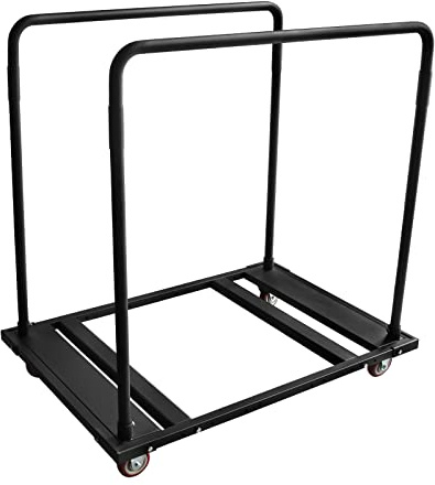 Migoda Heavy Duty Folding Table Cart Rack with Rolling Casters for 60 Round Tables, Easy Transport & Storage, 10 Table Capacity Black Folding Table Trolley Fits for Restaurant, Party, Hotel Furniture