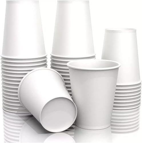 Best House Coffee Cups White 7 Oz/200ml Plain Paper Cups for Hot and Cold Drinks, Eco Friendly Coffee Tea Cup Perfect for Your Home Café, Work, Parties or Outdoors (Pack of 50)