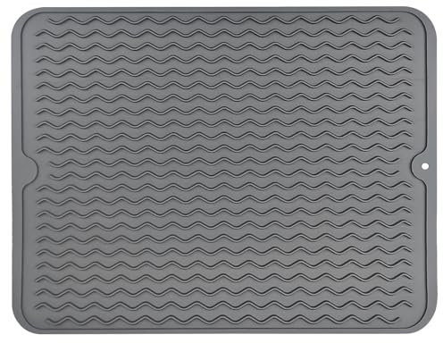 Tapis de Séchage Vaisselle en Silicone, 40 × 30 cm Tapis Egouttoir Vaisselle, Tapis Égouttoir Vaisselle Antidérapant, Accessoire de Cuisine Résistant à la Chaleur, pour Egouttoir Vaisselle, Bar, Table