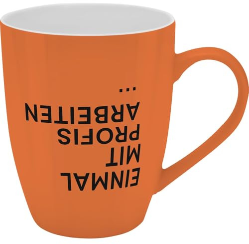 Tasse mit Motivdruck Einmal mit Profis arbeiten..., mit Banderole