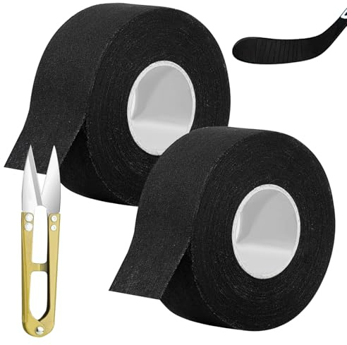 MSIHEY Cinta de Agarre Antideslizante para Aockey, Cinta Antideslizante para Palos de Deportes 2 Rollos de 25 mm × 10 m, con 1 aijera Cinta Antideslizante para Tenis Dádminton Golf