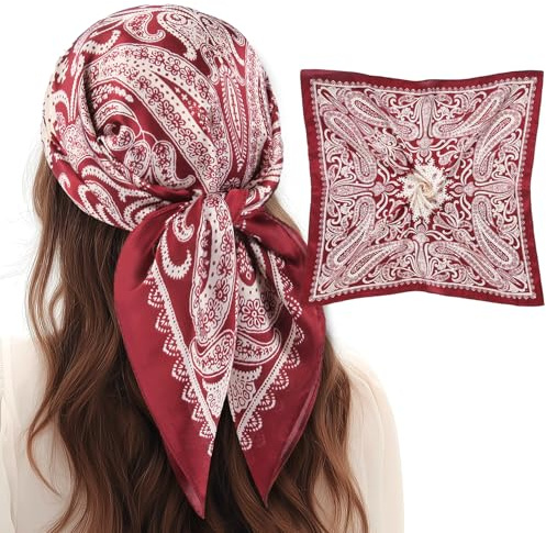 Zimocepuz Rotkopf Scialle, Foulard Donna Bandana Rosso Seta per Donna