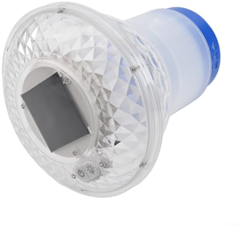 Dispensador solar flotante de piscina con ajuste ajustable de tableta y luces ambientales para el cuidado del agua y decoración de piscina nocturna