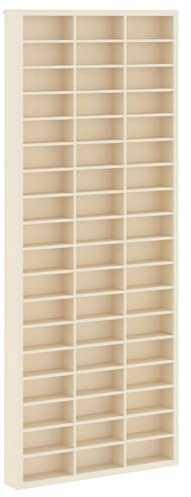 Plumbpyr Väggdisplay fodral, väggfäste, beige, 30 x 4,5 x 75 cm, vägghylla av trä med 54 hyllor, för vardagsrum, kontor, hall, arrangör för dekorativa foton, växter