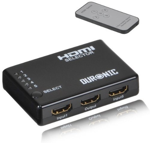Duronic HS HDMI Splitter box - LATEST High Performing HDMI TECHNOLOGY - Full HD 1080p 3D enabled (5-Way)