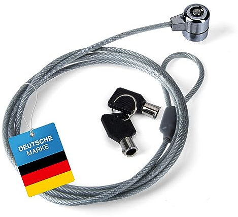 GOODS+GADGETS Kabelschloss Stahlseil Kensington Schlüsselschloss für Computer Sicherheitsschlosskabel Diebstahlsicherungs 1,8m Kabel Sicherheitsschloss