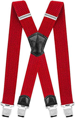Decalen Bretelles Homme Larges Réglable Élastique Extra Fort 4 Clips en forme X