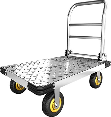 Push Cart Dolly Heavy-Duty Platform Truck Cart with Swivel Wheel 2200 LBS Capacity Foldable Flatbed Cart Large Steel Platform Dolly Cart for Groceries, Garage, Warehouse (36X 24)