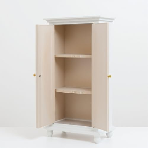 1:12 Scale Dollhouse Wardrobe Wooden Miniature Furniture with Hanging Door for Dollhouse Bedroom Doll House Accessories for 1:12 Scale
