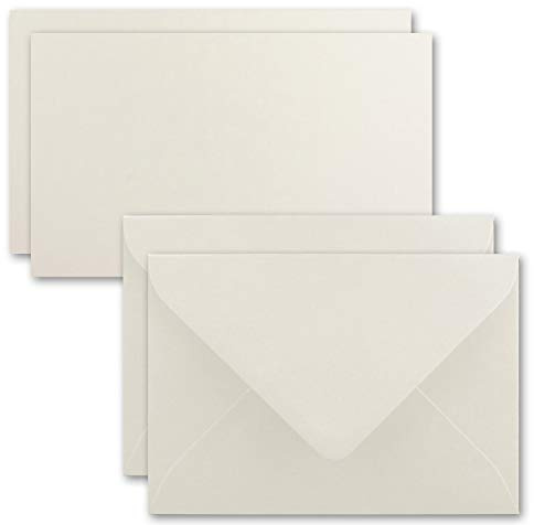 75 x kort med kuvertset med enkelkort DIN A7-10,5 x 7,3 cm – naturvit med brevkuvert C7