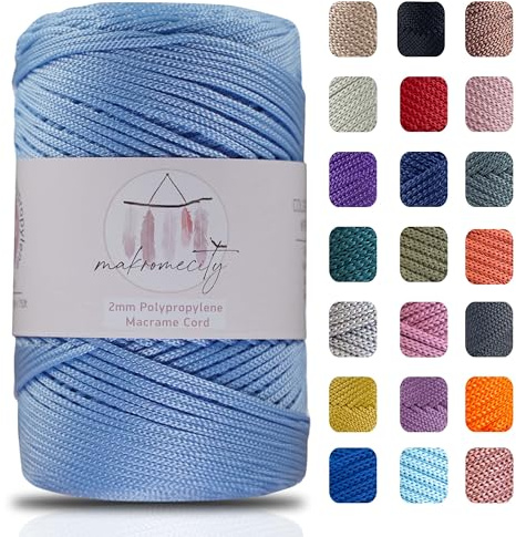 Makromecity makramégarn 2 mm x 230 m premium polyester makramérep polypropylen garn för hantverk heminredning platsplatta axelväska handväska löpare nappkedja