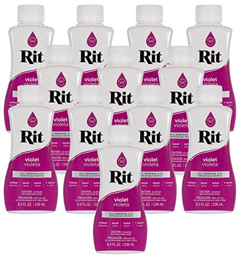 Rit Dye - Tinte líquido para telas de 8 onzas para ropa, decoración y manualidades, color violeta (paquete de 12)