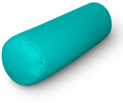 HAPPERS Cojín Cilíndrico de 50x15 en Polipiel Turquesa. Rollo Cervical para aliviar Dolor postural o Dormir