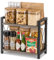 ANBOXIT Regal Küche Arbeitsplatte, Küchenregal Klein, Holz Kaffee Organizer, 2 Tier Kleines Regal für Küche Ecke, Büro, Badezimmer - Grau