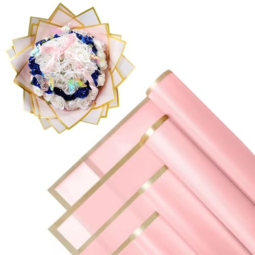 Papel de Floristería Impermeable, Material de Embalaje para Ramos, Papel de Regalo para Flores, para El Embalaje de Regalos, Flores, 20 Hojas de Papel de Regalo (Rosa)