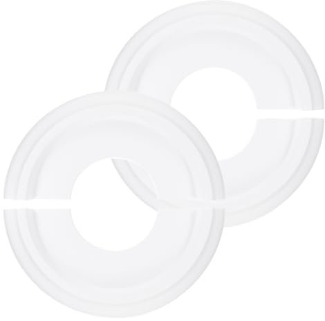 PATIKIL 2pcs Medallones de Techo, 25x10cm Rosetón de Estuco de Espuma PU Placa de Cubierta Medallón de Araña para Techo Ventilador Pared Lámpara, Estilo Clásico Dividido, Blanco