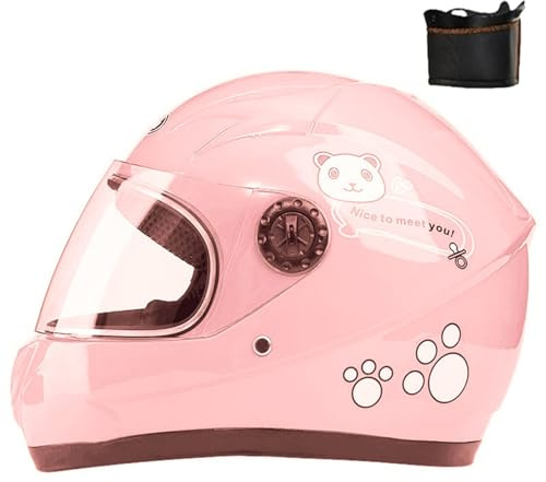 Casque de moto intégral pour enfants, casque de scooter approuvé ECE avec pare-soleil et écharpe amovible, casque de scooter pour garçons et filles âgés de 3 à 12 ans E,50-54CM
