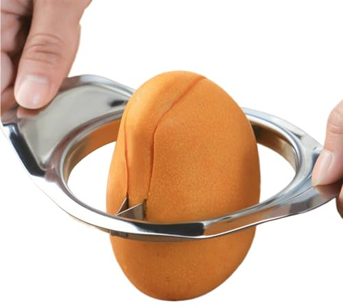 Mango Slicer – Core Remover av rostfritt stål | Ergonomiskt skär- och skalverktyg, fruktskalare och skivare för hemköket