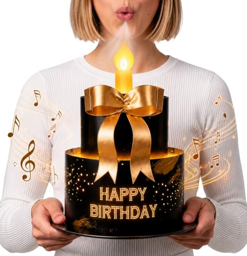 Joli Coon Carte anniversaire pop-up 3D, musique et lumière, 20 x 24 cm