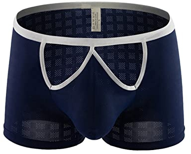 Generiska boxershorts för män, finribbad kalsong, bomull, sexiga andningsbara underkläder, herrboxershorts, breda