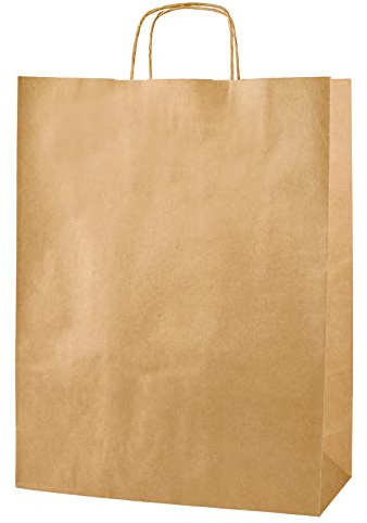 Thepaperbagstore 250 Brown Kraft Paper Bags Twist Handles Large 32x12x42cm | 100gsm kraft paper for clothing, gifts, boutiques, takeaways, markets, weddings, parties and small business packaging