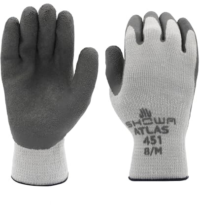 SHOWA Atlas 451 Winter Work Gloves, Insulated, Heavy-Duty, Medium, 12-Pack
