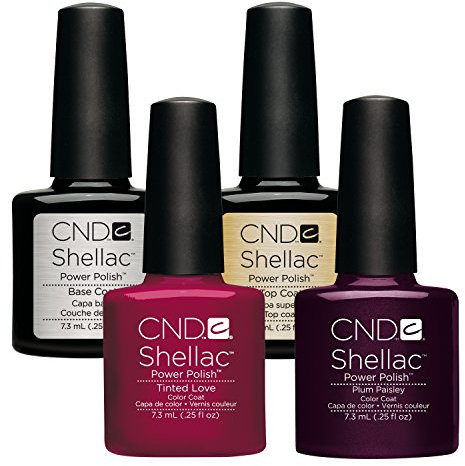 CND Shellac UV/LED Power Polish, Top/Base/Tinted Love/Plum Paisley 7.3 ml - Pack of 4