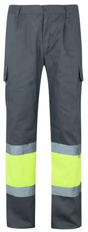 VELILLA 157 Pantalon Haute Visibilité - Gris et Jaune Fluo - Taille M