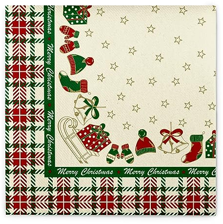 Sovie HOME Serviette Amy in Grün-Champagner aus Linclass® Airlaid, Einweg Weihnachtsserviette, Weihnachten Advent Tischdeko, 40x40cm, 12 Stück