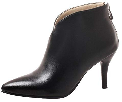 CHICMARK Bottines confortables pour femme avec talon aiguille et fermetures éclair, Noir , 37 EU