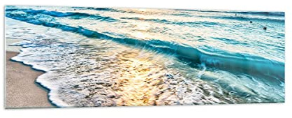 Quadro su Vetro 160x50cm Stampe da Parete in Vetro mare onda spiaggia Grandi XXL Decorazione Murale Camera da Letto Cucina 1 pezzo Quadri Moderni Soggiorno Grafica Immagini Wall Art GAB160x50-3621