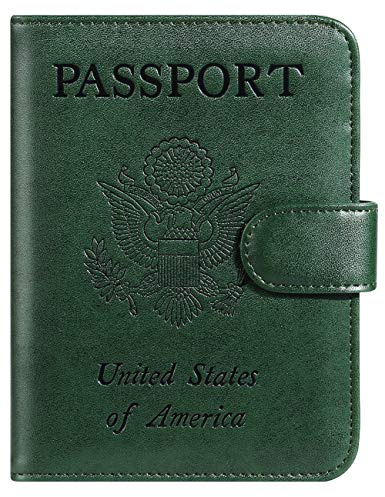 Passport Holder Cover Wallet RFID Blocking Leather Card Case Travel Accessories for Women Men (Atrovirens)
