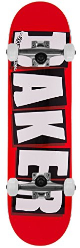 Baker Skateboard Assembly Brand Logo Red/White 7.3 x 29.5 Mini Complete