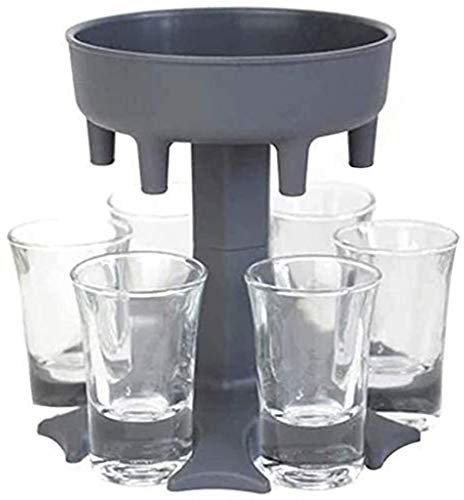 Shot Glass Dispenser sex sätt, Great Party gåva, Multiple 6 snapsglas dispenser och Holder Carrier Caddy spritflaskor Dispenser pourer Dricka Spel (Color : Grey)