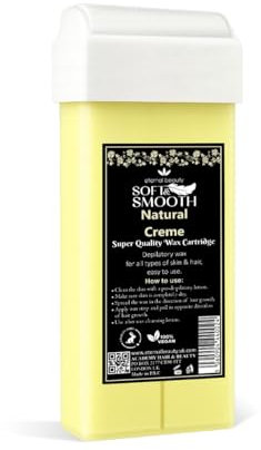 Natural Creme Wax Cartridge for Hair Removal - 100g Roll-On Depilatory Wax by Eternal Beauty | For All Skin & Hair Types | Vegan, Easy to Use, Professional Waxing Refill for Wax Heater