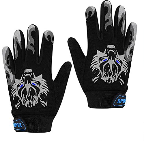 AIDIER Kinder Vollfinger-Fahrradhandschuhe Wolf MTB Fahrradhandschuhe für 5-10 Jahre Jungen Mädchen Anti-Rutsch-Sport Kinder Fahrradhandschuhe für Radfahren