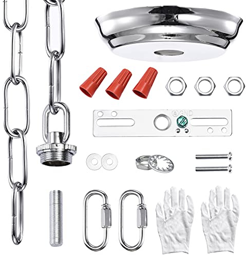 Mr.Color Chrome Canopy Kit for Ceiling Light 6 Feet Pendant Light Fixture Swag Chain with Maximum Fixture Weight of 50 Pounds Includes All Required Mounting Hardware