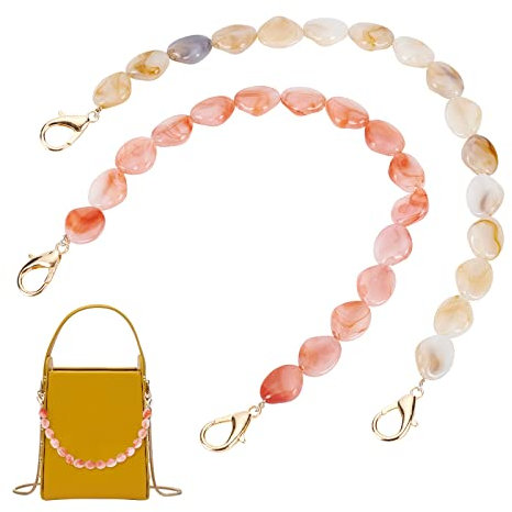 PandaHall 2 Stränge Ptaschenkette Acryl Edelsteinimitation Dekorative Taschenkette 31.5cm Kurzer Taschengriff Acryl Geldbörse Strap Extender Mit Karabinerverschluss Für Achseltasche Clutch