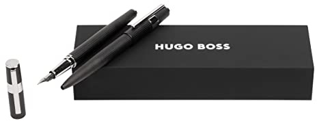 Hugo Boss Set Gear Pinstripe Black/Chrome Kugelschreiber & Füllfederhalter, in der Farbe Schwarz, HPBP285A