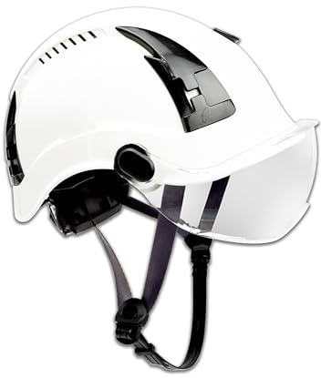 Malta Dynamics APEX Type 2 Safety Helmet – OSHA and ANSI Z89.1 Compliant Safety Hard Hats for Construction Workers and Vented Helmet for Head Protection (White with Clear Visor)