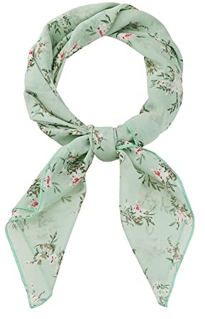 Allegra K Women Chiffon Scarves - 27.6 X27.6 - Floral Print Square Kerchief Neck Scarf Neckerchief Light Green 70x70cm/27.6x27.6 inches(LxW)