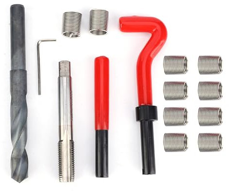 Fafeicy 15 Stück Gewindeschneidsatz, Gewindeeinsätze M14x1,5 Innengewinde Reparaturzubehör Sortiment Kit Bohrer, Zündkerzengewinde Reparatursätze für Kraftfahrzeuge