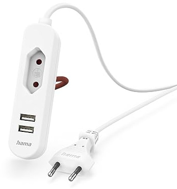 Hama Steckdosenleiste mit USB, 1,9m, 2X USB-A, 1x Euro Steckdose