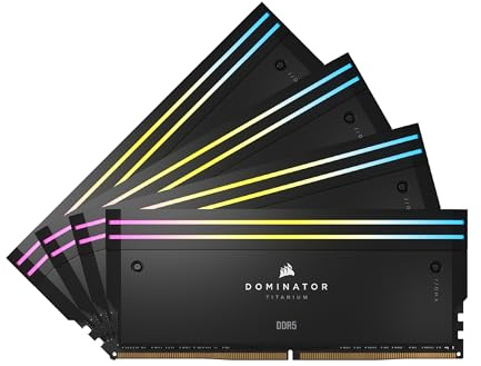 CORSAIR Dominator Titanium RGB DDR5 RAM 64GB (4x16GB) DDR5 6400MHz CL32 Intel XMP iCUE-Kompatibler Computerspeicher - Schwarz (CMP64GX5M4B6400C32)