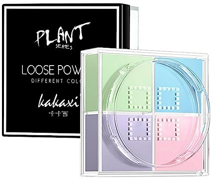 Matte Face Setting Powder, Color Correcting Setting Powder Oil Control Loose Powder Makeup, Flawless Minimizes Pores and Fine Lines Lightweight Waterproof Brighten Skin Tone with Powder Puff