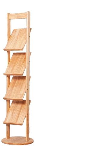DQERHSHOZ Porte-revues en Bois - Porte-journaux d'Information sur Pied - Banc de Stockage Multicouche - Support de Brochures - Magazines A4 - Brown