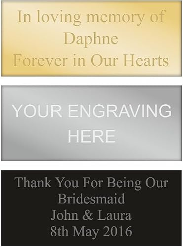 Engraved Plate Gold, Silver, or Black Self-Adhesive Plaque for Nameplates & Photo Frames Custom Fonts & Straight Shape Size (50 X 16mm)