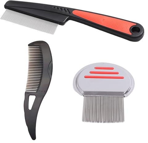 Thoquene 3 Stück Schuppenkamm, Edelstahl Schorfkamm Erwachsene, Flohkamm Hund