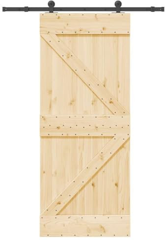 vidaXL Puerta corredera con herrajes madera maciza de pino 85x210 cm