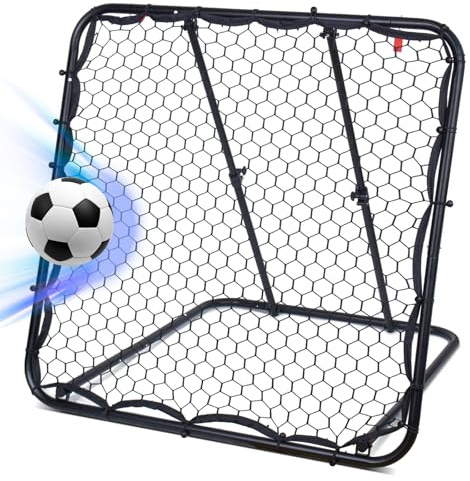 Leogreen Filet de Rebond de Football Ajustable Angle réglables rebondeur, Rebondisseur Football Adolescents Pliable Cible Sardines de Fixation fournies 124x124cm